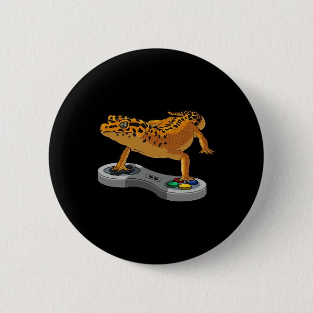 Leopard Gecko Bearded Dragon Gift Kids Cool Gamers Button (Front)