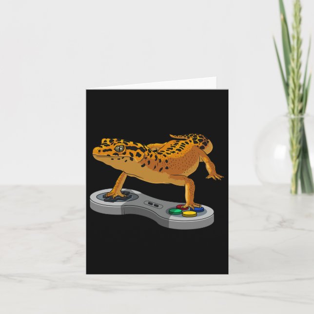 Leopard Gecko Bearded Dragon Gift Kids Cool Gamers Card (Front)