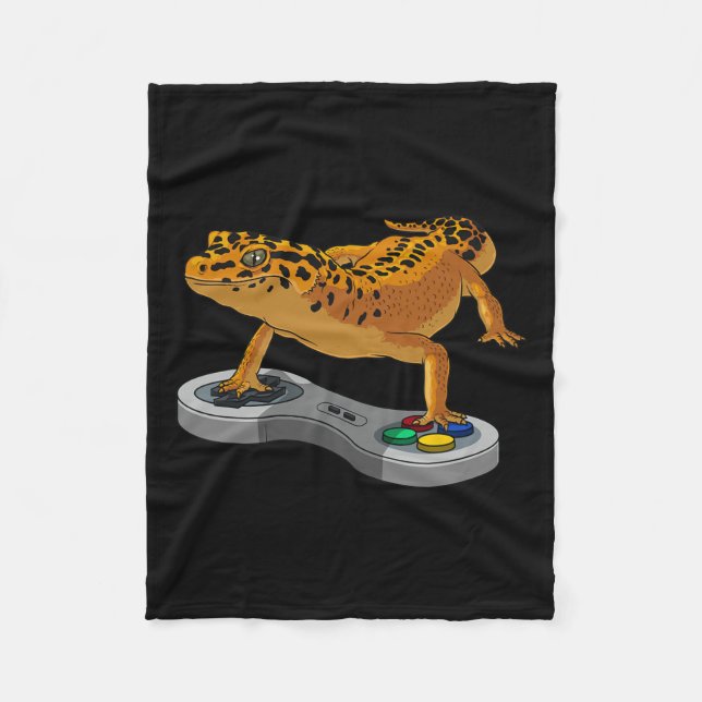 Leopard Gecko Bearded Dragon Gift Kids Cool Gamers Fleece Blanket (Front)