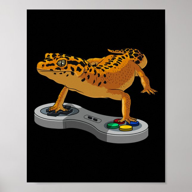 Leopard Gecko Bearded Dragon Gift Kids Cool Gamers Poster (Front)