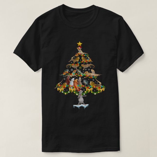 Leopard Gecko Christmas Tree Funny Marsupial Xmas  T-Shirt (Design Front)