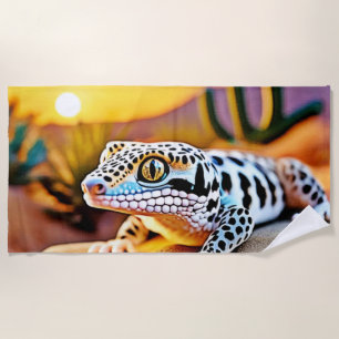 Leopard Gecko Desert Design Beach Towel