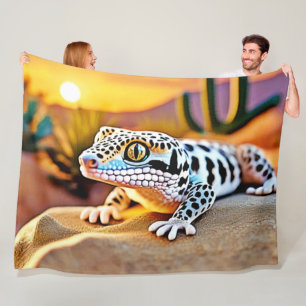 Leopard Gecko Desert Design Fleece Blanket