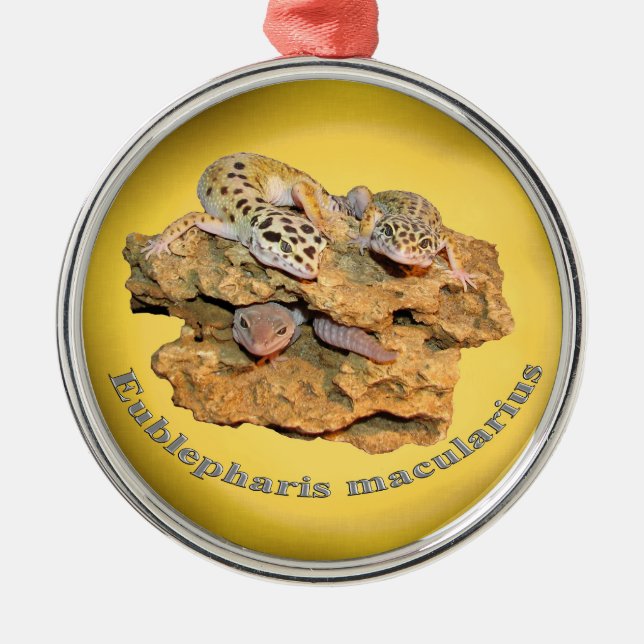 Leopard gecko design for all! metal ornament (Front)