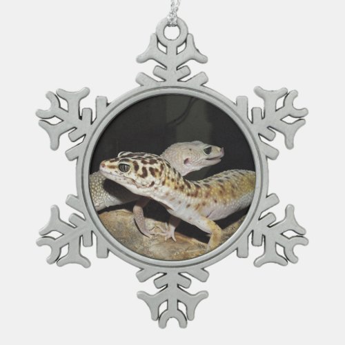 Leopard gecko design for all snowflake pewter christmas ornament