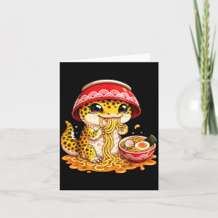 Leopard Gecko Eating Ramen Noodles Japanese Kawaii Card