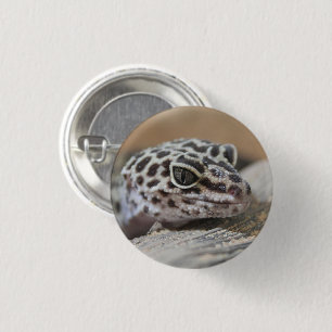 Leopard Gecko Eyes Mouth  Face Close Up Button