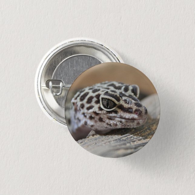 Leopard Gecko Eyes Mouth  Face Close Up Button (Front & Back)