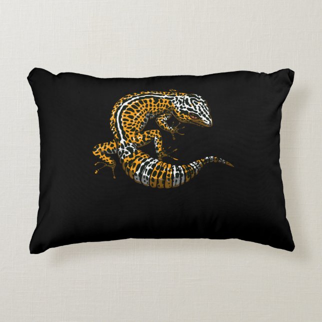 Leopard Gecko Lizard Reptile Accent Pillow (Front)
