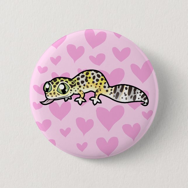 Leopard Gecko Love Pinback Button (Front)