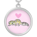 Leopard Gecko Love Silver Plated Necklace at Zazzle