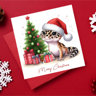Leopard Gecko Merry Christmas Holiday Card