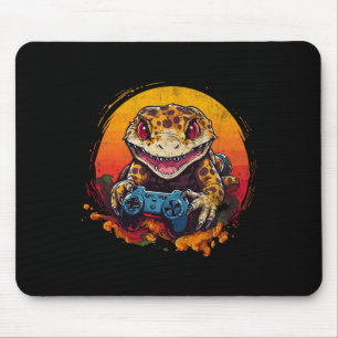 Leopard Gecko Playing Video Game Lizard And Reptil Mouse Pad