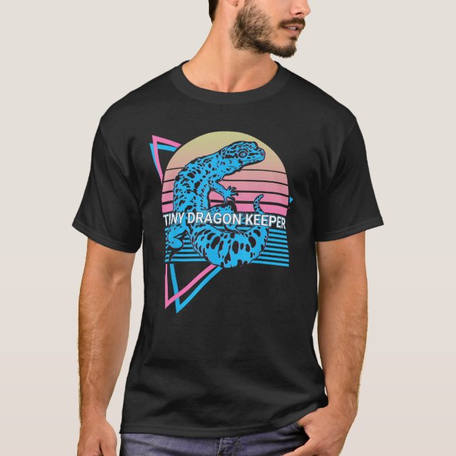 Leopard Gecko Retro Tiny Dragon Keeper T-Shirt (Front)