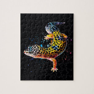Leopard Gecko Watercolor Reptile Jigsaw Puzzle