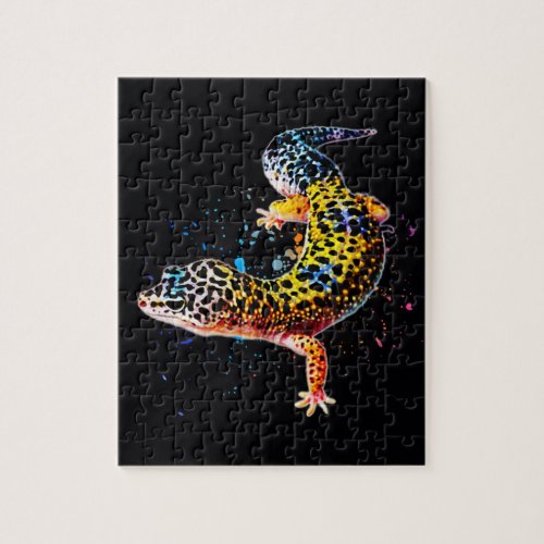 Leopard Gecko Watercolor Reptile Jigsaw Puzzle