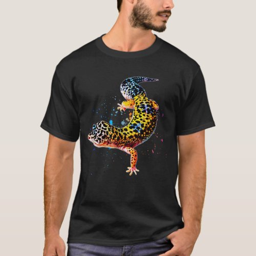 Leopard Gecko Watercolor Reptile T_Shirt