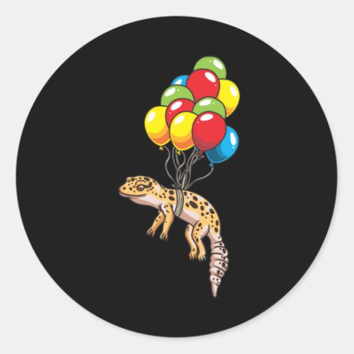 Leopard Gecko With Balloons Gift Classic Round Sticker