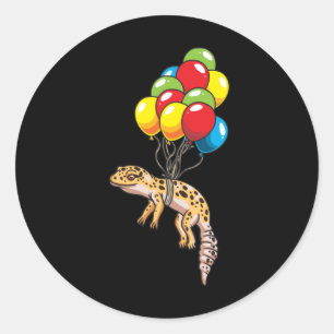 Leopard Gecko With Balloons Gift Classic Round Sticker
