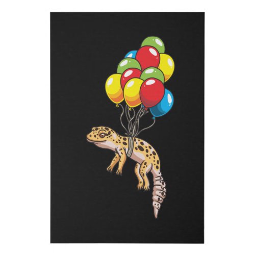 Leopard Gecko With Balloons Gift Faux Canvas Print