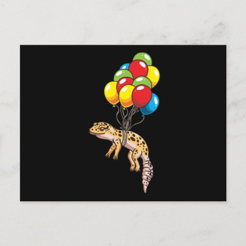 Leopard Gecko With Balloons Gift Postcard