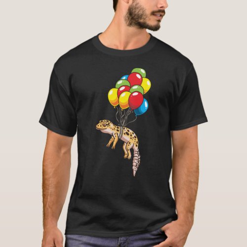 Leopard Gecko With Balloons Gift T_Shirt