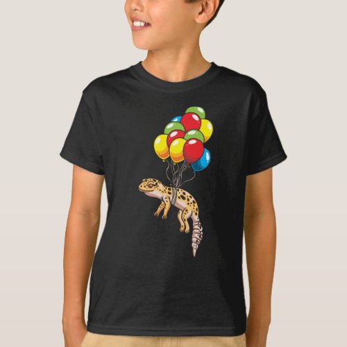 Leopard Gecko With Balloons Gift T_Shirt
