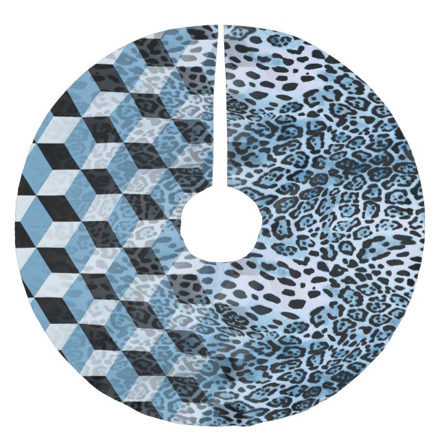 Leopard Geometric, Animal Skin Design. Brushed Polyester Tree Skirt (Front)