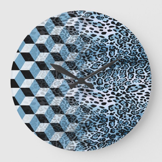 Leopard Geometric, Animal Skin Design. Large Clock (Front)