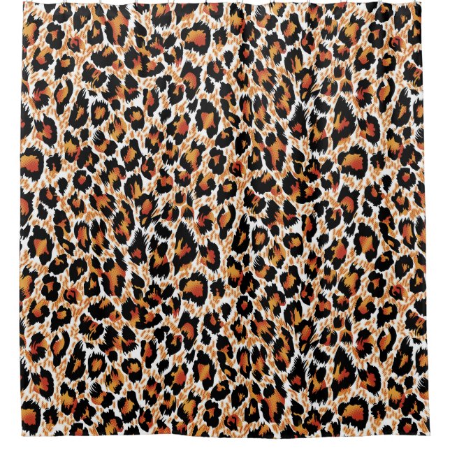 Leopard Geometrical: Patterned Illustration Shower Curtain (Front)