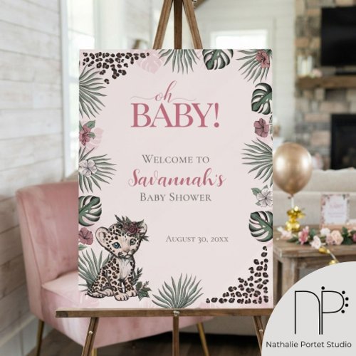 Leopard Girl Cub Baby Shower Welcome Sign