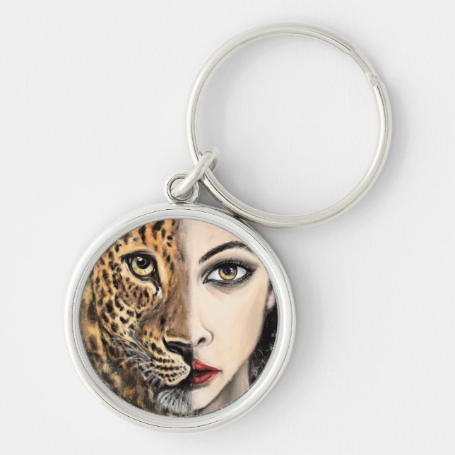 Leopard Girl Face Fantasy Keychain (Front)