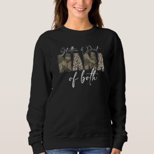 Leopard Glitter Dirt Mom Mama Of Both Camouflage M Sweatshirt
