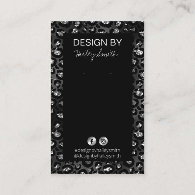 Leopard Glitter DIY Necklace Earring Card Holder (Front)