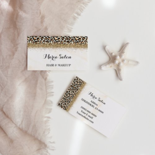 Leopard  glitter gold Business Card