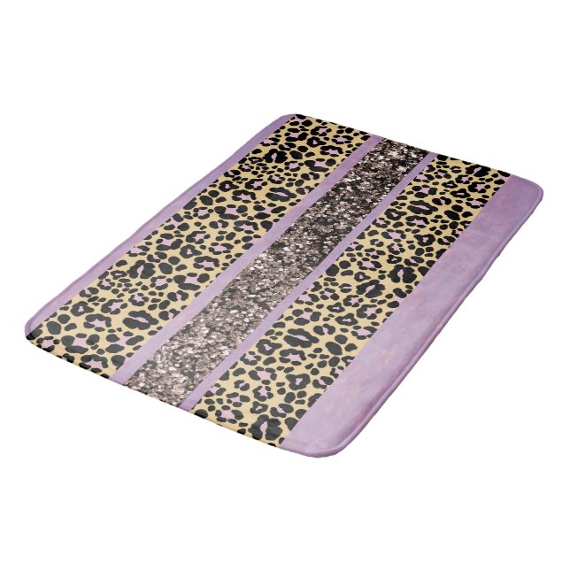 Leopard Glitter Stripes Glam 1 Bath Mat (Angled)