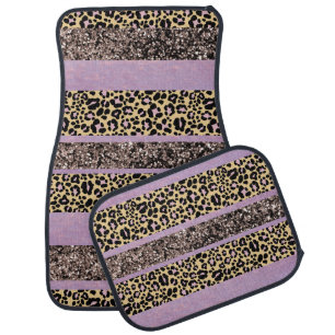 Leopard Glitter Stripes Glam 1 Car Floor Mat