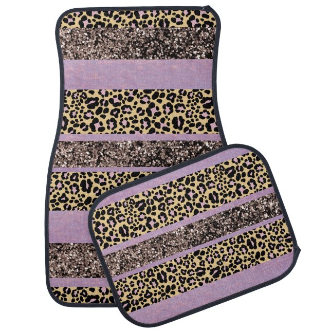 Leopard Glitter Stripes Glam 1 Car Floor Mat (Set)