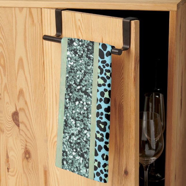 Leopard Glitter Stripes Glam 2 Kitchen Towel (Thirds Fold)