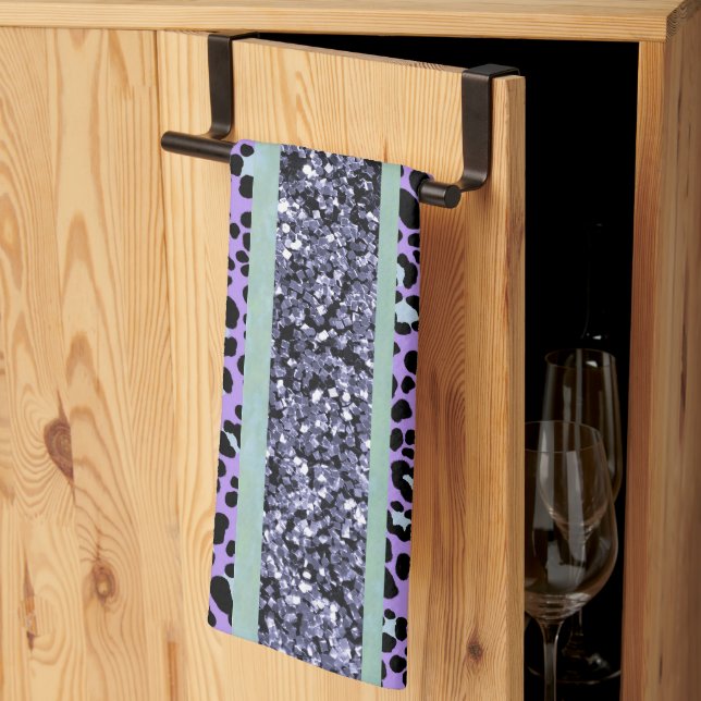 Leopard Glitter Stripes Glam 3 Kitchen Towel (Thirds Fold)