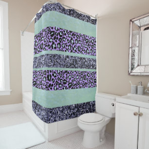 Leopard Glitter Stripes Glam 3 Shower Curtain