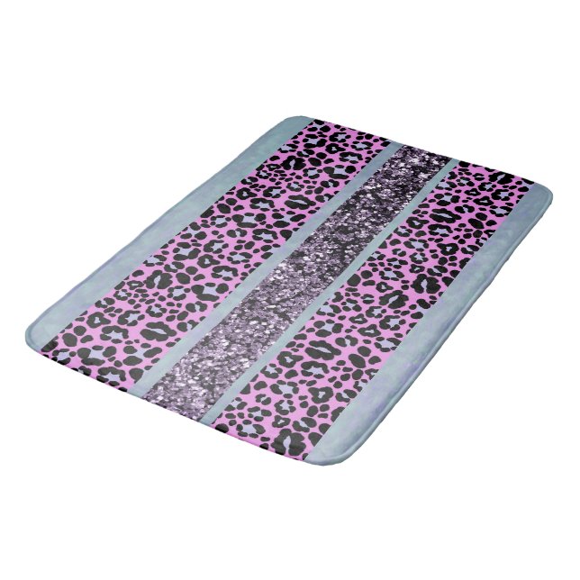 Leopard Glitter Stripes Glam 4 Bath Mat (Angled)