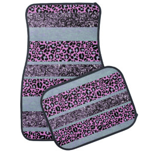 Leopard Glitter Stripes Glam 4 Car Floor Mat