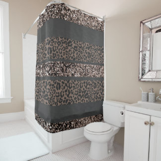 Leopard Glitter Stripes Glam 6 Shower Curtain
