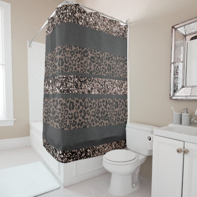 Leopard Glitter Stripes Glam 6 Shower Curtain (In Situ)