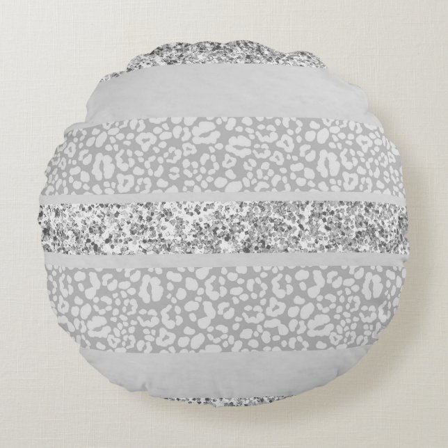 Leopard Glitter Stripes Glam 7 Round Pillow (Front)