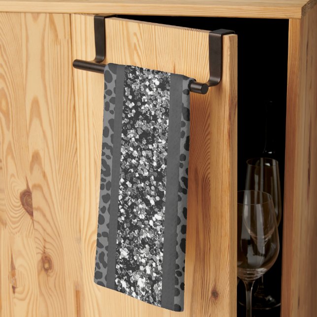 Leopard Glitter Stripes Glam 9 Kitchen Towel (Thirds Fold)