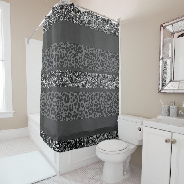 Leopard Glitter Stripes Glam 9 Shower Curtain (In Situ)