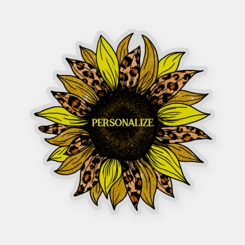 Leopard Glitter Sunflower Sticker