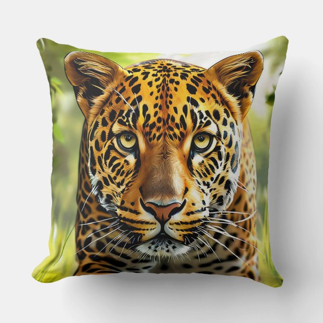 Leopard Glow ❄️ Wild Safari Chic Throw Pillow (Front)